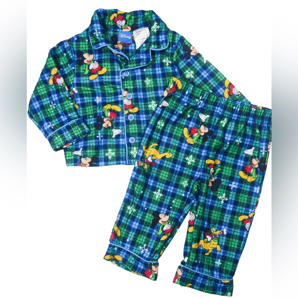 Y2K (‘09) Flannel 2 Piece Mickey Mouse Christmas Pajamas Size 12m